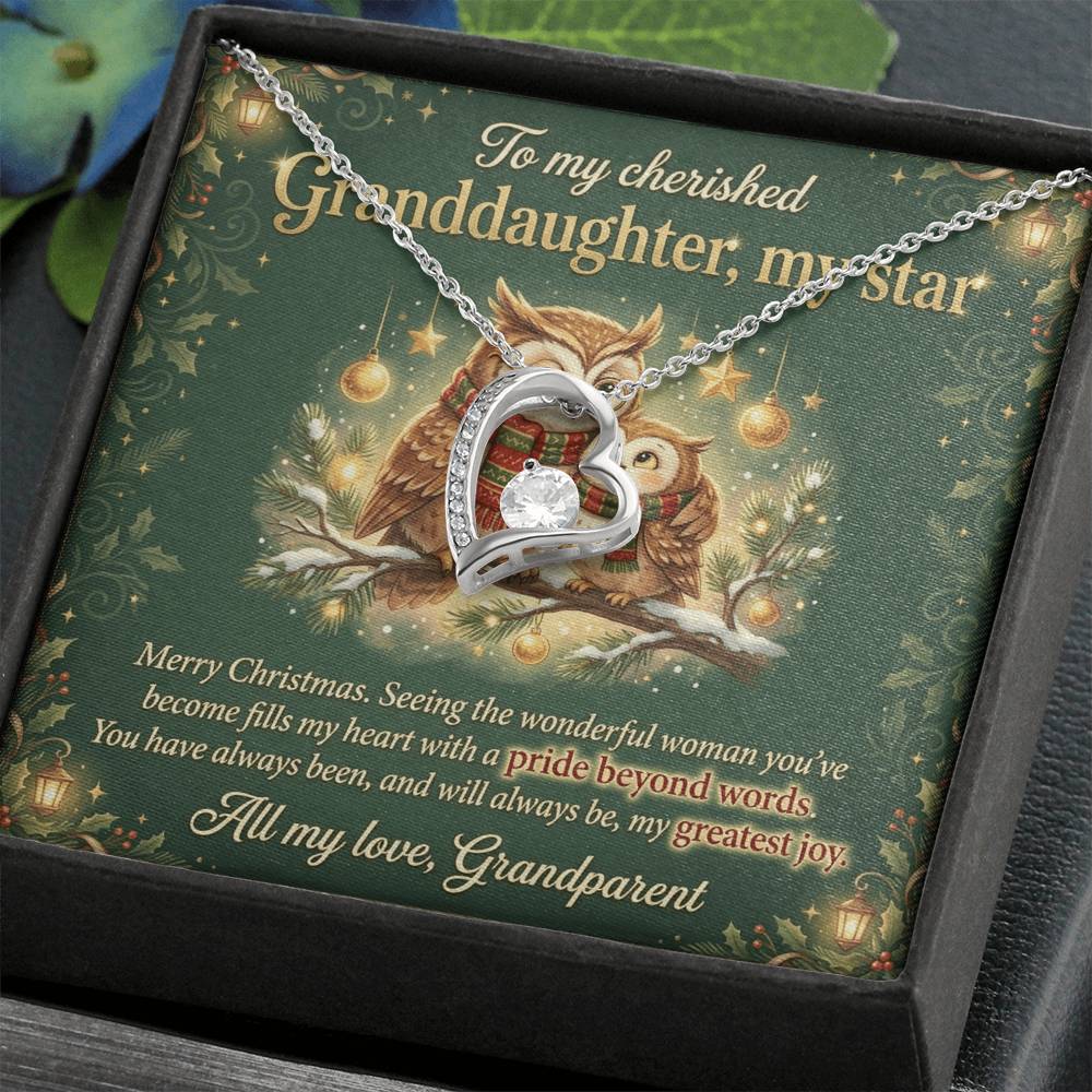 To My Granddaughter Necklace From Grandparent, Merry Christmas Gift, Sentimental Gift for My Star, Greatest Joy - Love Knot Necklace-LKN86139
