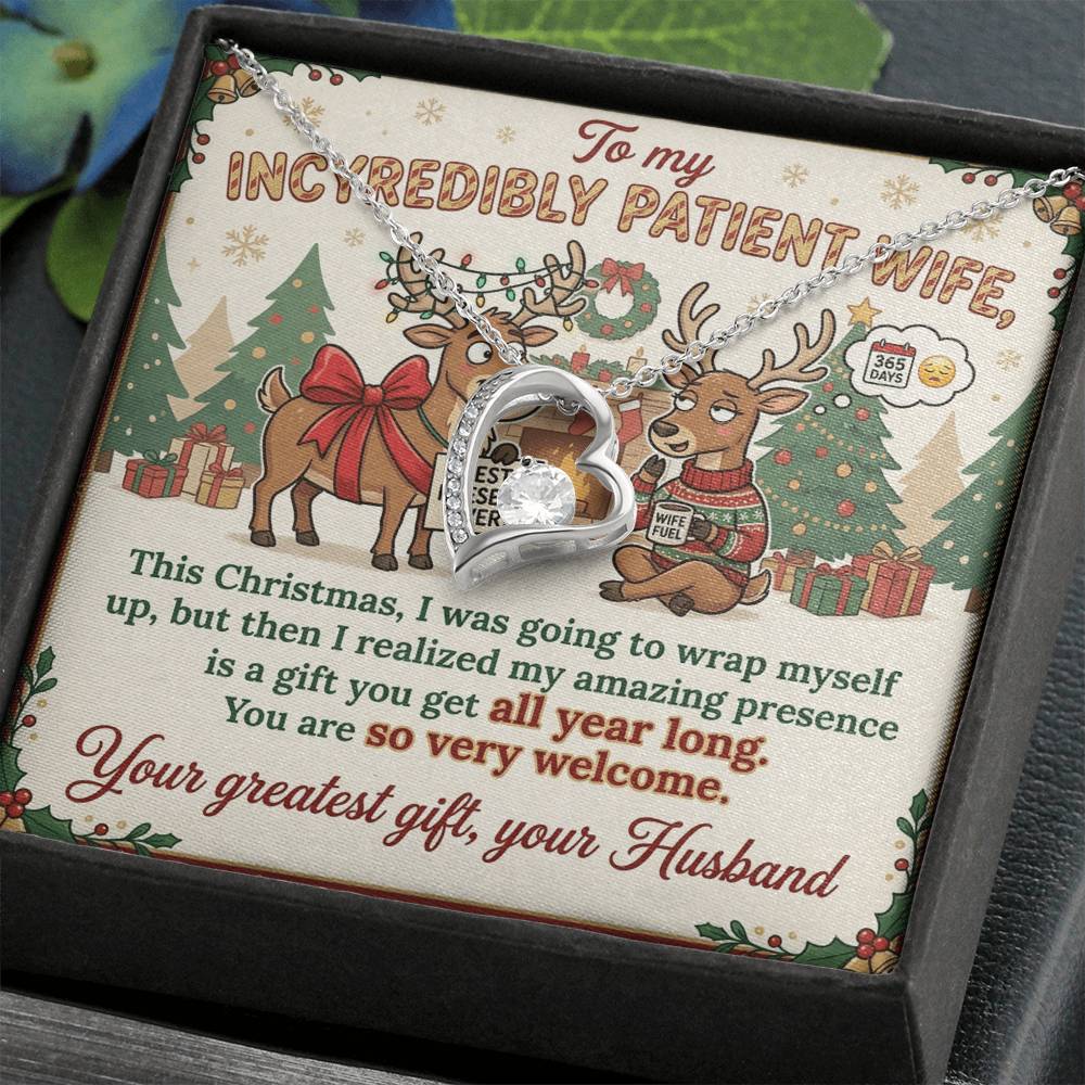 To My Wife Necklace From Husband, Funny Christmas Gift, Humorous Xmas Present for Her, Love Knot Necklace-LKN57871