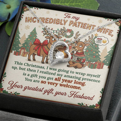 To My Wife Necklace From Husband, Funny Christmas Gift, Humorous Xmas Present for Her, Love Knot Necklace-LKN57871