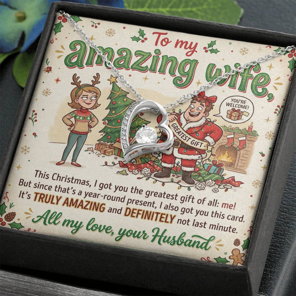 To My Wife Necklace From Husband, Funny Christmas Gift For Her, Xmas Gift For Amazing Wife, Love Knot Necklace-LKN90761