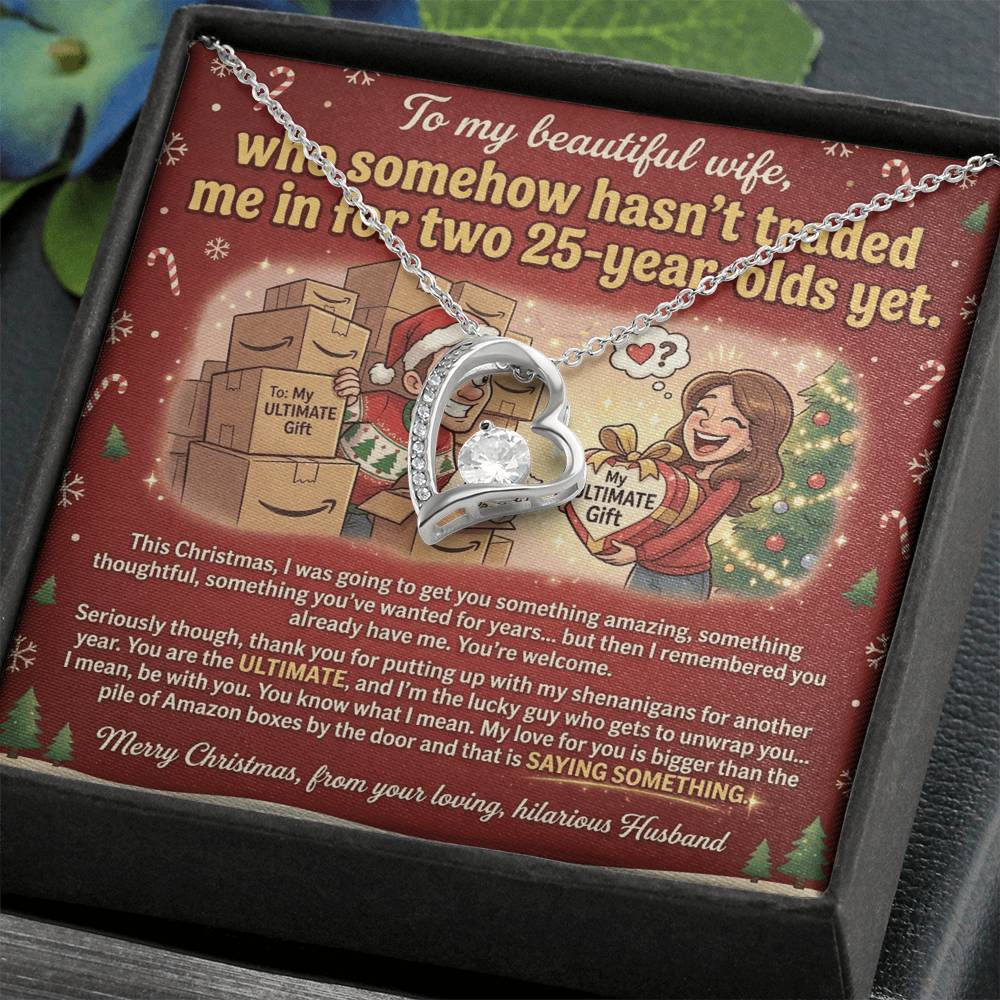 To My Wife Necklace From Husband, Funny Christmas Gift, Wife Birthday Gift, Romantic Anniversary Present - Love Knot Necklace-LKN54175