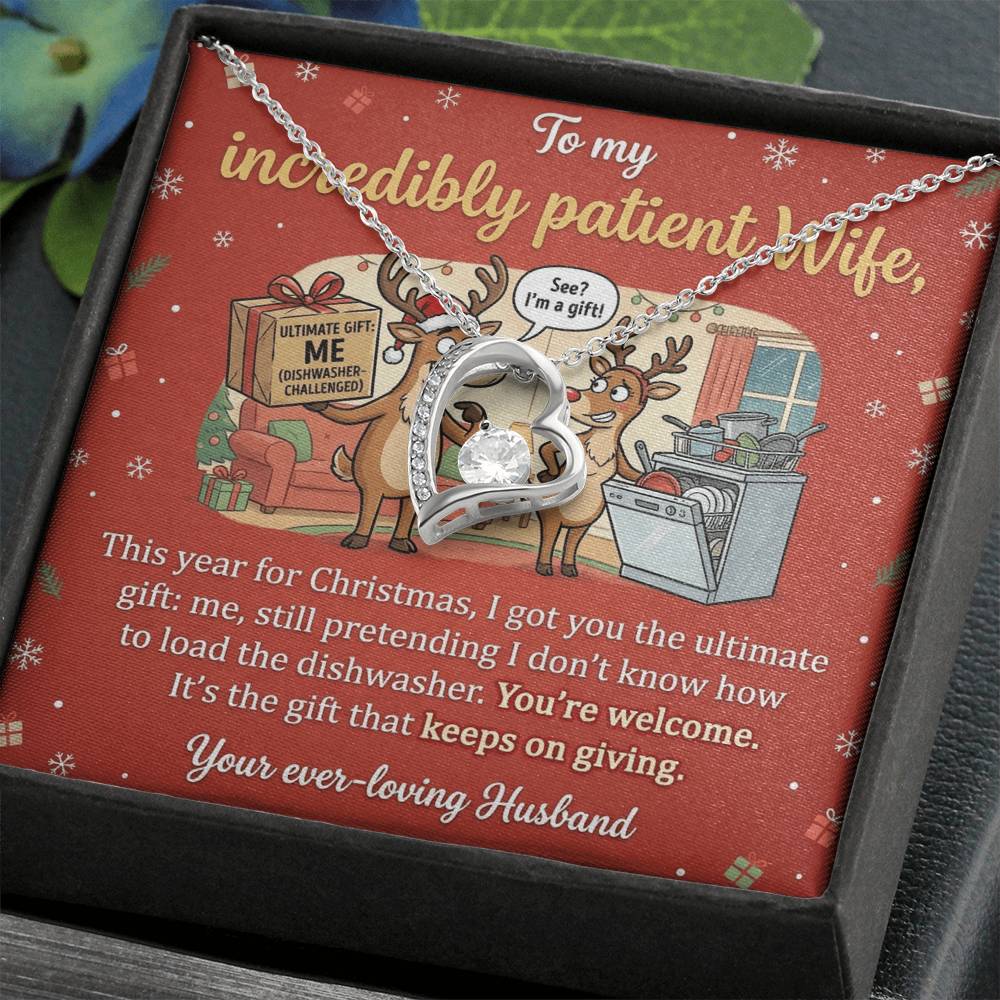 To My Wife Necklace From Husband, Funny Christmas Gift, Humorous Present for Incredibly Patient Wife - Love Knot Necklace-LKN23698