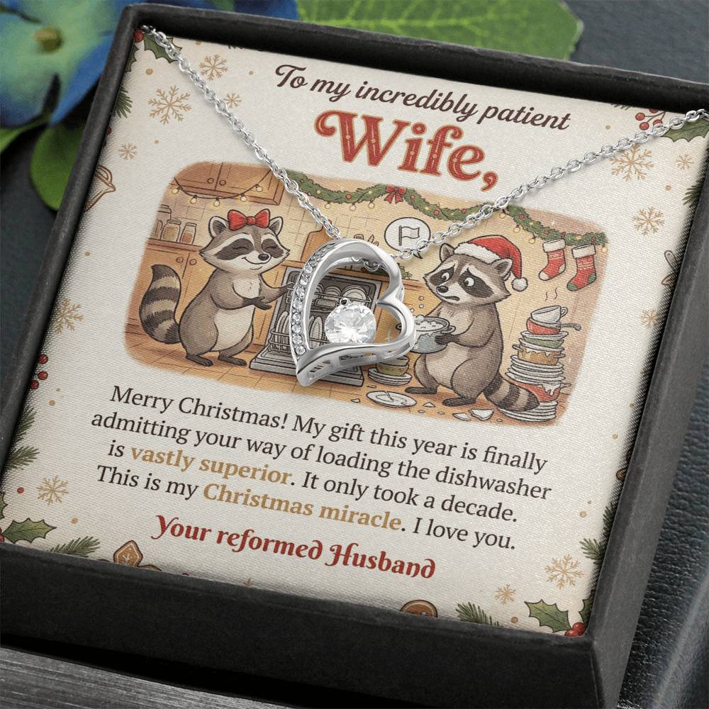 To My Wife Necklace From Husband, Funny Christmas Gift for My Patient Wife, Holiday Present - Love Knot Necklace-LKN74032