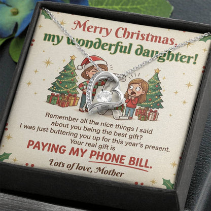 To My Daughter Necklace From Mother, Funny Christmas Gift, Sarcastic Holiday Present For Daughter From Mom, Love Knot Necklace-LKN74722