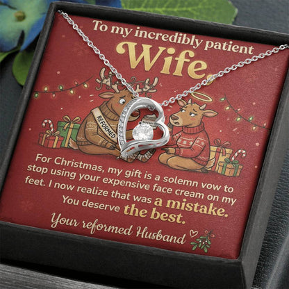 To My Wife Necklace From Husband, Funny Christmas Gift for Her, Holiday Present, You Deserve The Best - Love Knot Necklace-LKN77850