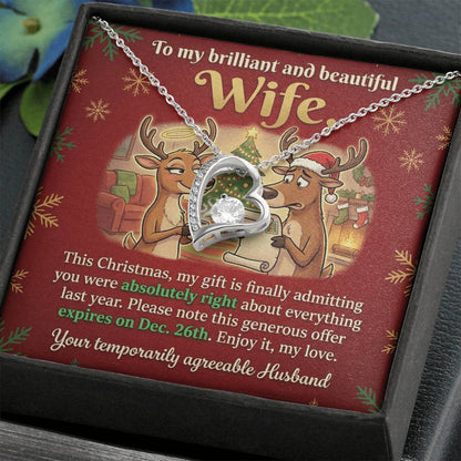 To My Wife Necklace From Husband, Funny Christmas Gift for Her, Humorous Holiday Present, Love Knot Necklace-LKN74415