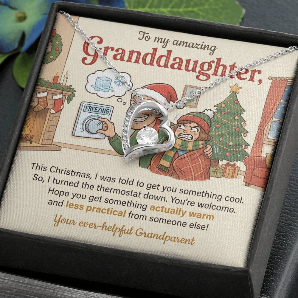 To My Granddaughter Necklace From Grandparent, Funny Christmas Gift, Xmas Present for Granddaughter, Holiday Gift Idea - Love Knot Necklace-LKN60839