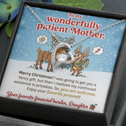 To My Mother Necklace From Daughter, Funny Christmas Gift For Mom, Holiday Present, Favorite Financial Burden - Love Knot Necklace-LKN97710