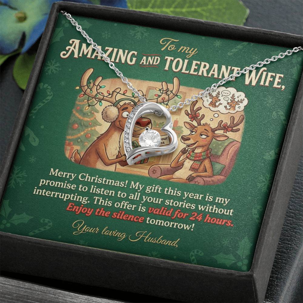 To My Wife Necklace From Husband, Funny Christmas Gift, Holiday Present for Her, Amazing Wife Gift - Love Knot Necklace-LKN39938