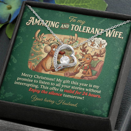 To My Wife Necklace From Husband, Funny Christmas Gift, Holiday Present for Her, Amazing Wife Gift - Love Knot Necklace-LKN39938