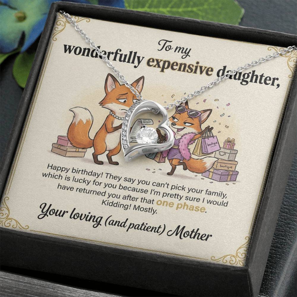 To My Daughter Necklace From Mother, Funny Birthday Gift for Daughter, Gift From Mom, Happy Birthday Daughter - Love Knot Necklace-LKN57856