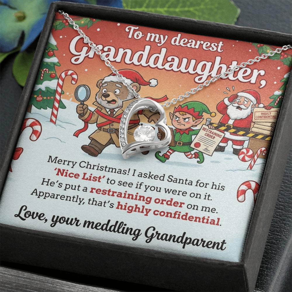 To My Granddaughter Necklace From Grandparent, Funny Christmas Gift, Humorous Holiday Present For Granddaughter - Love Knot Necklace-LKN91321
