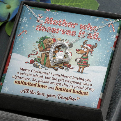 To My Mother Necklace From Daughter, Funny Christmas Gift For Mom, Mother Daughter Christmas Present, Love Knot Necklace-LKN43258