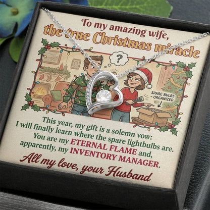 To My Wife Necklace From Husband, Funny Christmas Gift for Her, Holiday Present, Eternal Flame - Love Knot Necklace-LKN21365