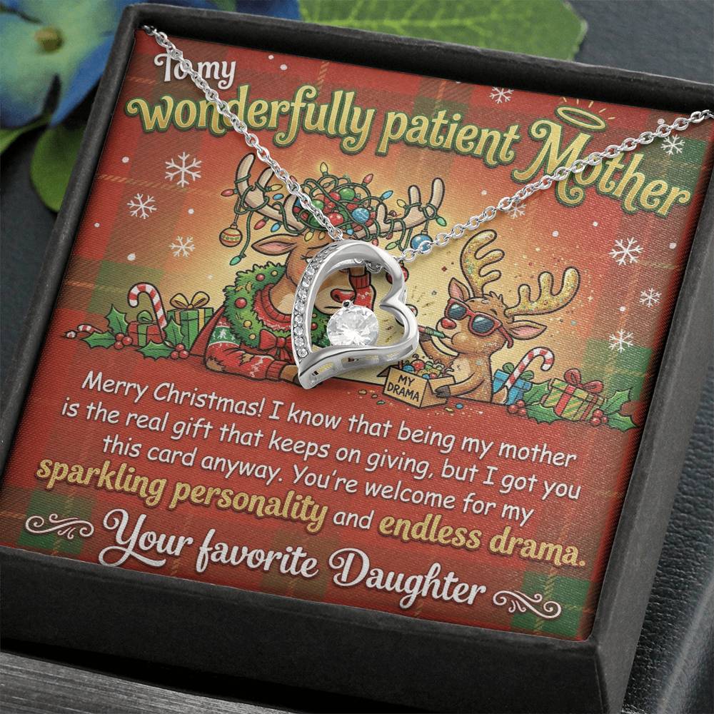 To My Mother Necklace From Daughter, Funny Christmas Gift for Mom, Holiday Jewelry Gift, Endless Drama - Love Knot Necklace-LKN21923