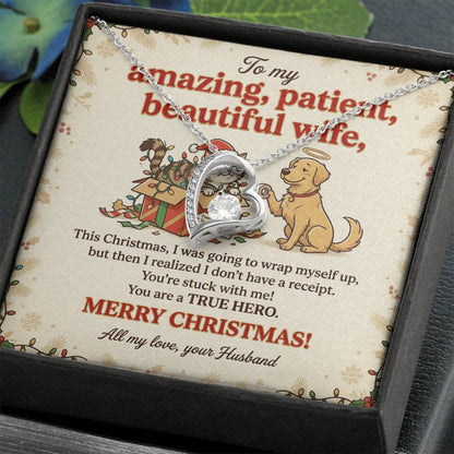 To My Wife Necklace From Husband, Funny Christmas Gift, Gift for Her, You are a True Hero, Love Knot Necklace-LKN13751