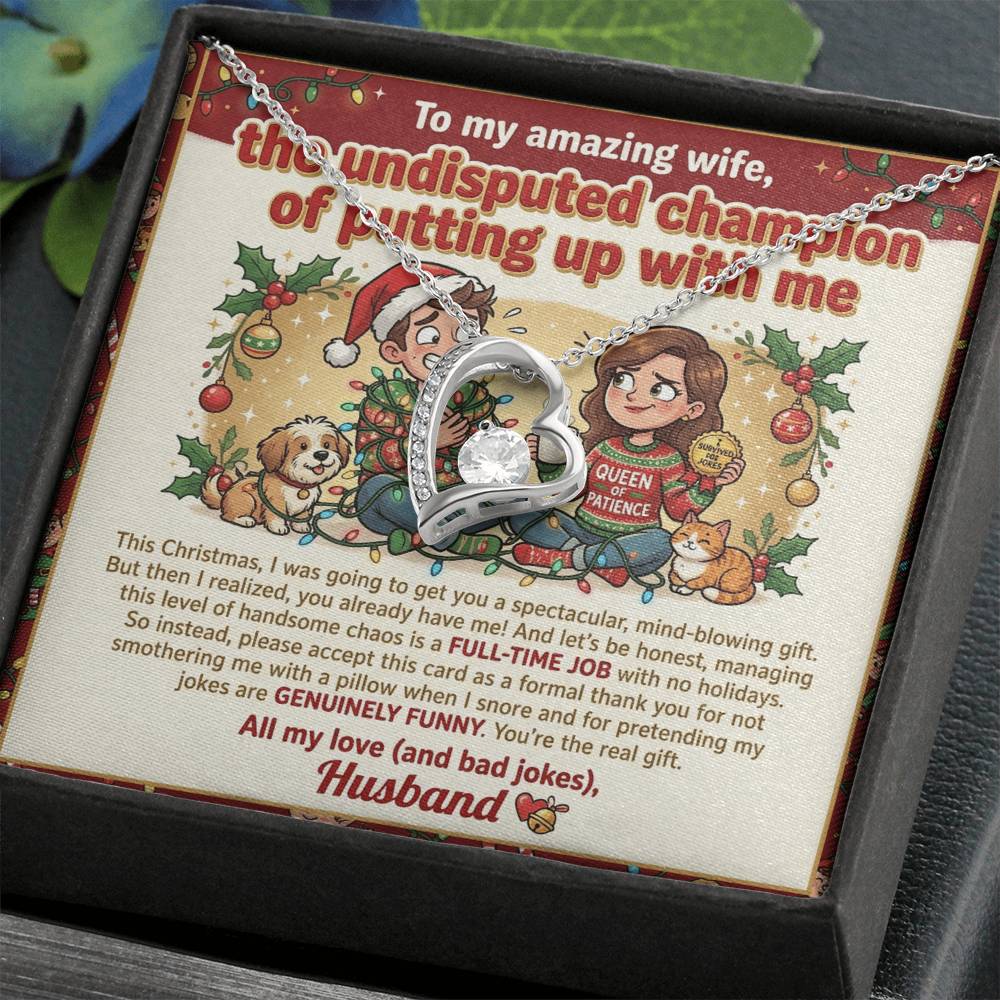 To My Wife Necklace From Husband, Funny Christmas Gift, Holiday Present For Her, Love Knot Necklace-LKN93284