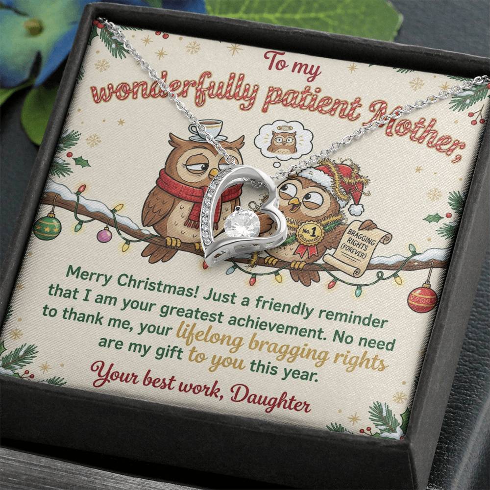 To My Mother Necklace From Daughter, Funny Christmas Gift, Mom Birthday Present, Your Greatest Achievement - Love Knot Necklace-LKN54481