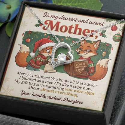 To My Mother Necklace From Daughter, Funny Christmas Gift, Holiday Present for Mom, Gift for Mother, Love Knot Necklace-LKN36053