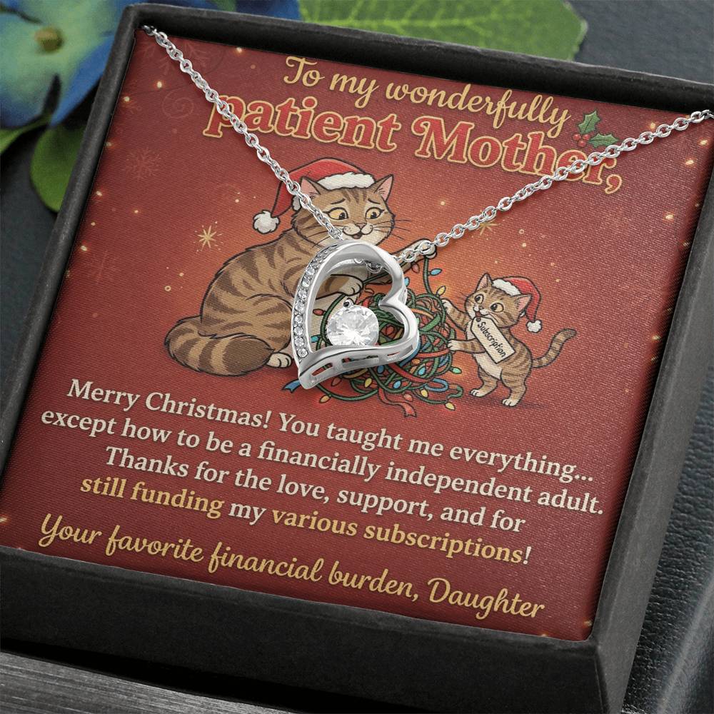 To My Mother Necklace From Daughter, Funny Christmas Gift for Mom, Humorous Xmas Present, Love Knot Necklace-LKN91310
