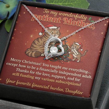 To My Mother Necklace From Daughter, Funny Christmas Gift for Mom, Humorous Xmas Present, Love Knot Necklace-LKN91310