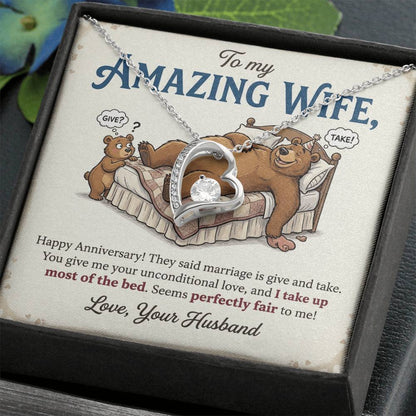 To My Wife Necklace From Husband, Funny Anniversary Gift, Romantic Gift for Her, Wife Gift - Love Knot Necklace-LKN80275