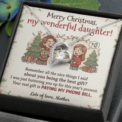 To My Daughter Necklace From Mother, Funny Christmas Gift, Xmas Present For Her, Love Knot Necklace-LKN73271