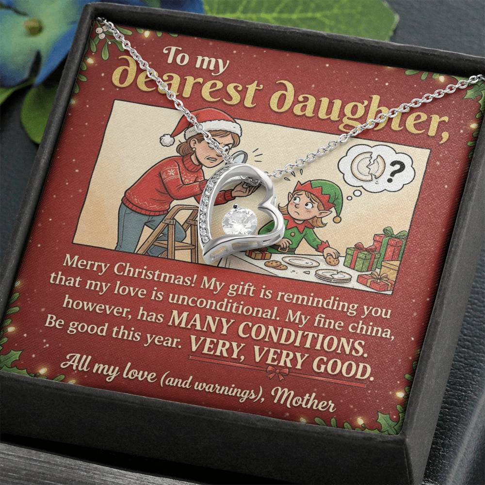 To My Daughter Necklace From Mother, Funny Christmas Gift, Unconditional Love, Holiday Present for Daughter - Love Knot Necklace-LKN99362