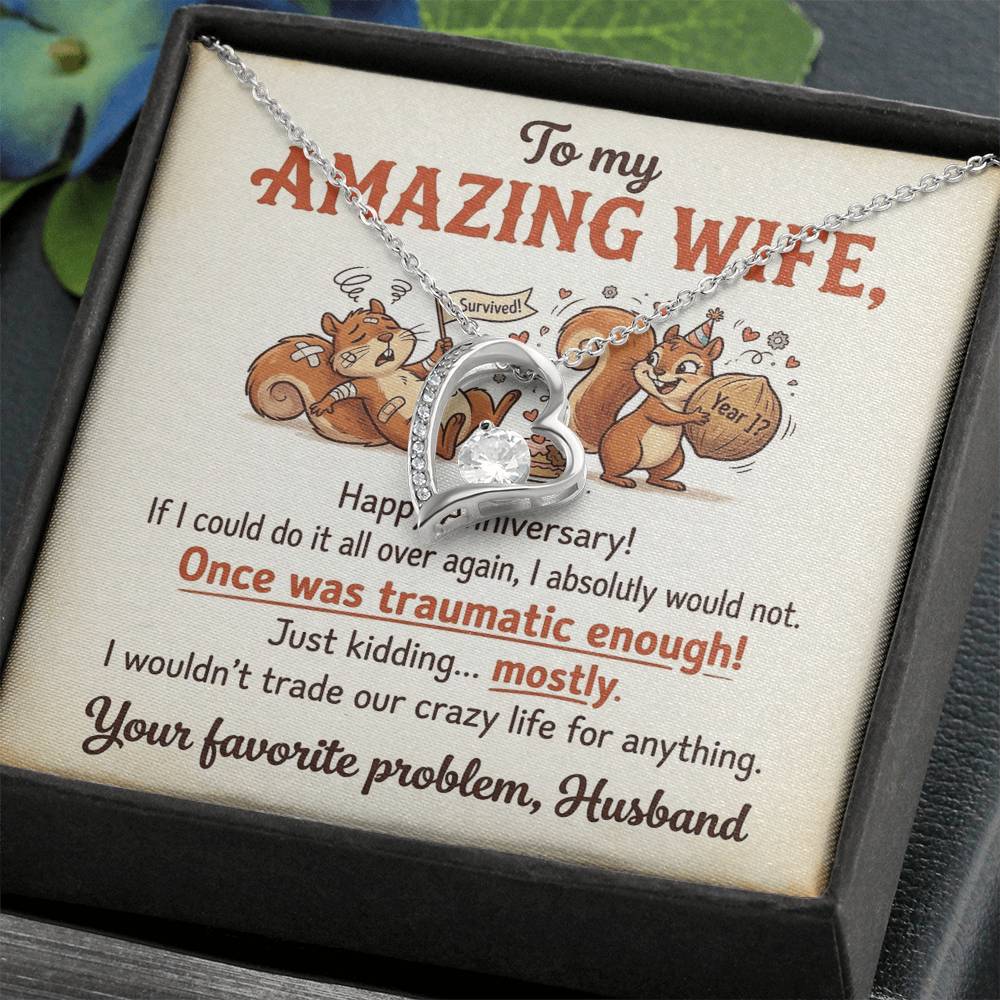 To My Wife Necklace From Husband, Funny Anniversary Gift For Her, Humorous Marriage Present, Love Knot Necklace-LKN60338
