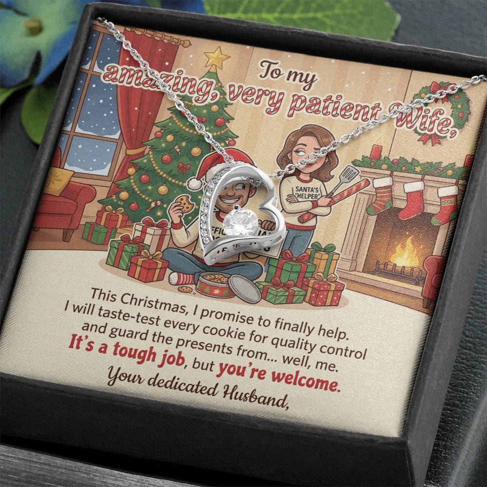 To My Wife Necklace From Husband, Funny Christmas Gift for Her, Holiday Present, Amazing Patient Wife Gift - Love Knot Necklace-LKN70058