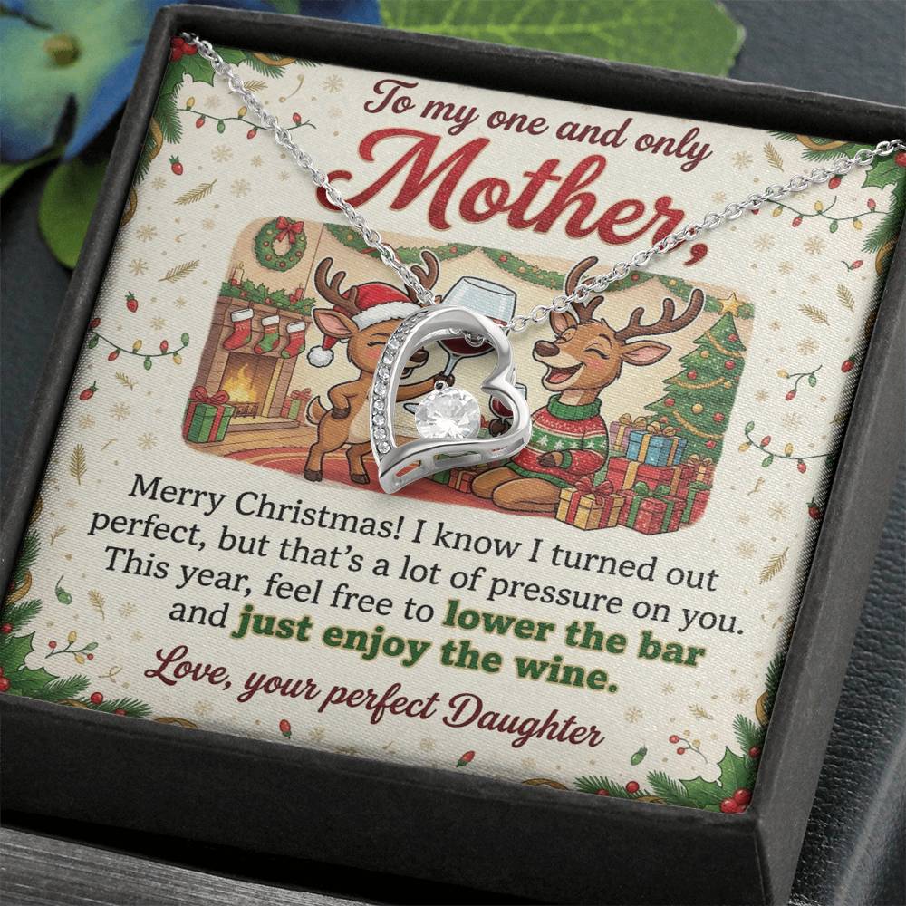 To My Mother Necklace From Daughter, Merry Christmas Gift for Mom, Funny Holiday Gift - Love Knot Necklace-LKN93856