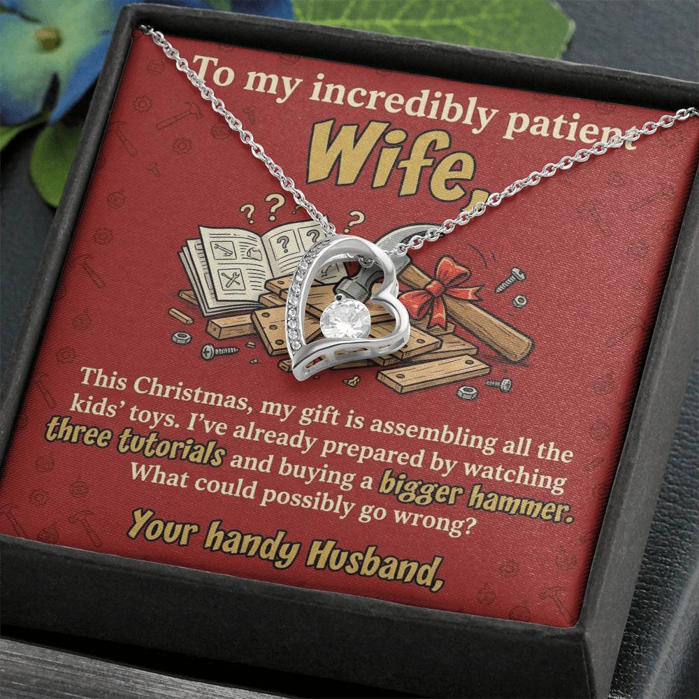 To My Wife Necklace From Husband, Funny Christmas Gift for Wife, Holiday Gift Idea for Her, Husband to Wife Gift - Love Knot Necklace-LKN23522