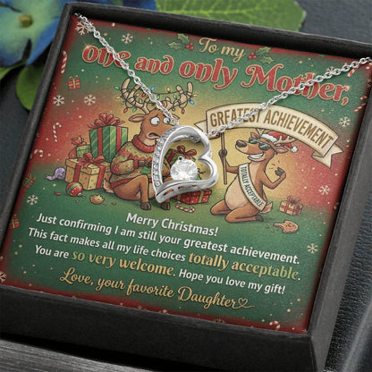 To My Mother Necklace From Daughter, Funny Christmas Gift, Greatest Achievement, Holiday Gift for Mom - Love Knot Necklace-LKN76298