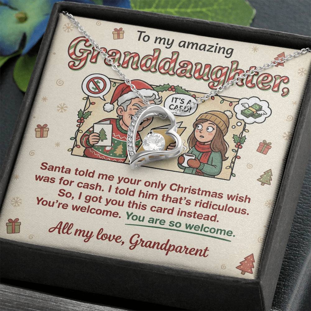 To My Granddaughter Necklace From Grandparent - Funny Christmas Gift for Her, Xmas Gift Idea from Grandparents, Love Knot Necklace-LKN20224