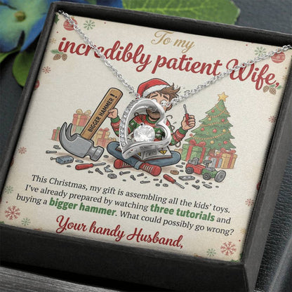 To My Wife Necklace From Husband, Funny Christmas Gift For Wife, Holiday Gift Idea, Love Knot Necklace-LKN13765