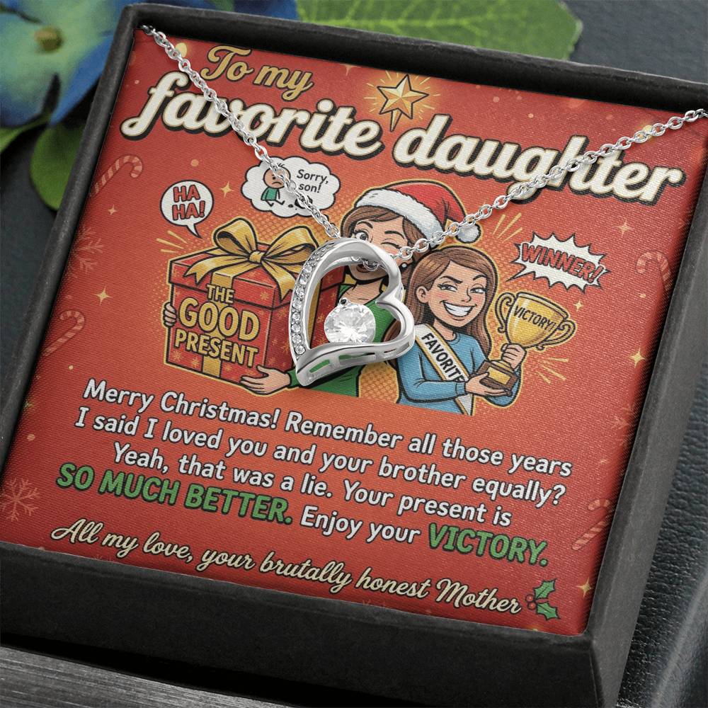 To My Daughter Necklace From Mother, Funny Christmas Gift, Favorite Daughter Holiday Present - Love Knot Necklace-LKN30773