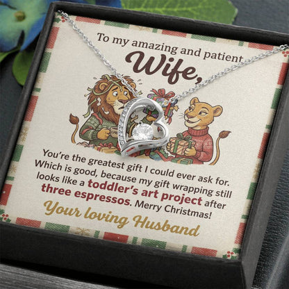 To My Wife Necklace From Husband, Funny Christmas Gift for Wife, Xmas Present, Love Knot Necklace-LKN48894
