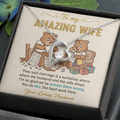 To My Wife Necklace From Husband, Funny Anniversary Gift, Birthday Gift Idea for Her, You Do All The Hard Work, Love Knot Necklace-LKN86738