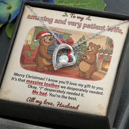 To My Wife Necklace From Husband - Funny Christmas Gift For Her, My Bad Toolbox Joke - Love Knot Necklace-LKN83749