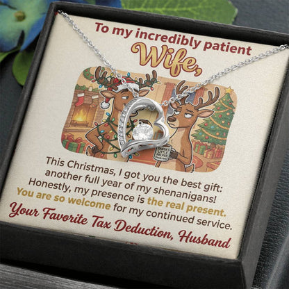 To My Wife Necklace From Husband, Funny Christmas Gift, Holiday Present for Her - Love Knot Necklace-LKN64416