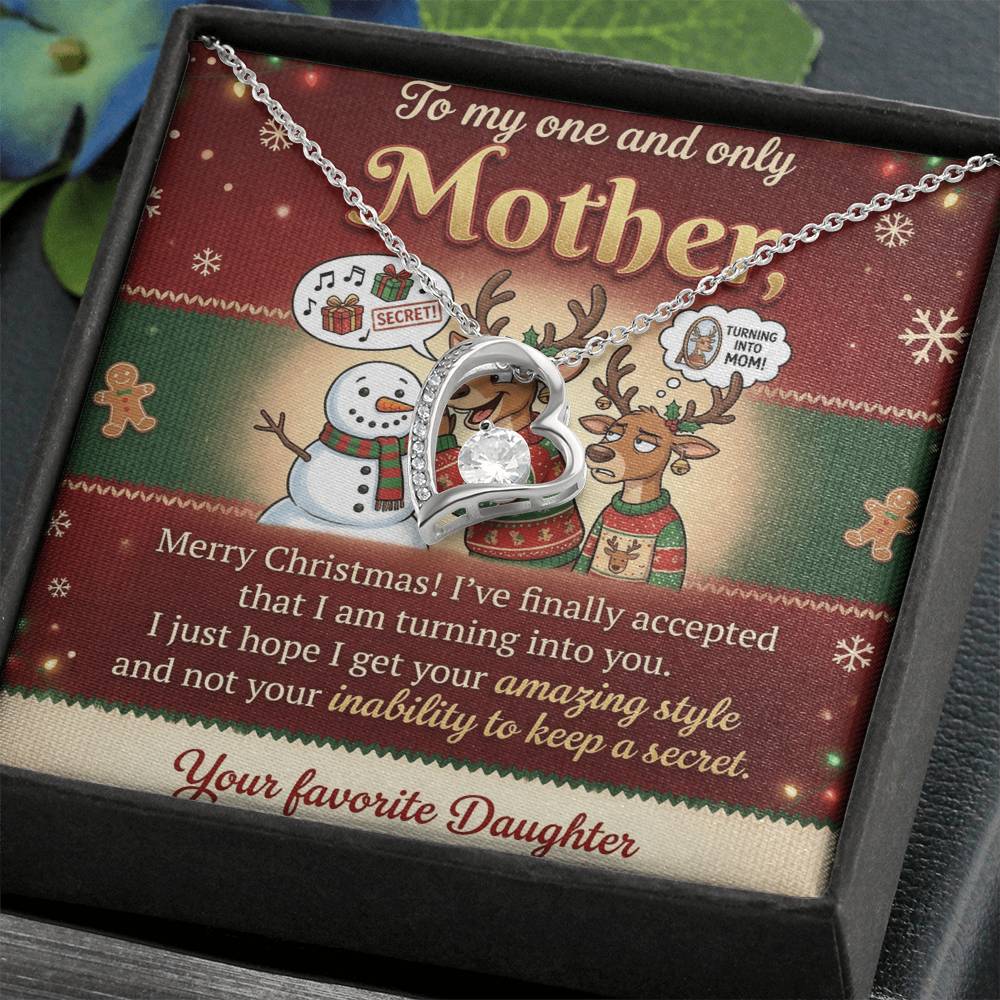 To My Mother Necklace From Daughter, Funny Christmas Gift for Mom, Holiday Present - Love Knot Necklace-LKN61833