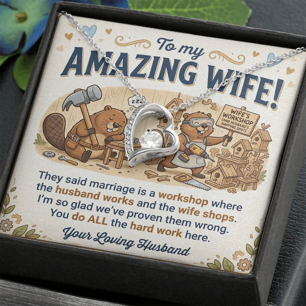 To My Wife Necklace From Husband, Funny Anniversary Gift for Her, Wife Birthday Gift - Love Knot Necklace-LKN49192