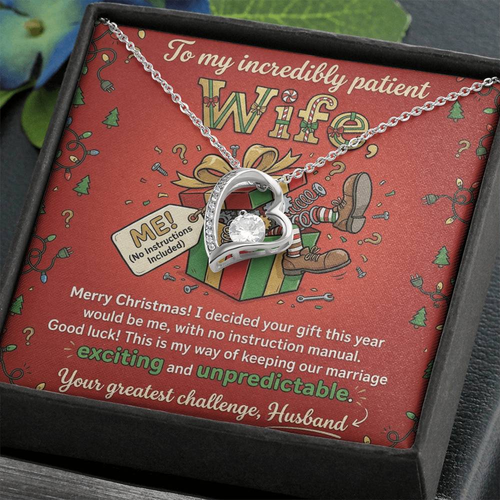 To My Wife Necklace From Husband, Funny Christmas Gift, To My Incredibly Patient Wife, Husband to Wife Present, Love Knot Necklace-LKN55259