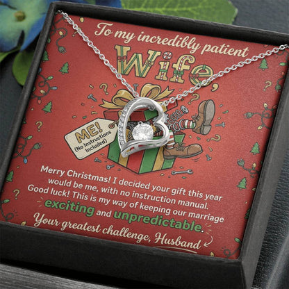 To My Wife Necklace From Husband, Funny Christmas Gift, To My Incredibly Patient Wife, Husband to Wife Present, Love Knot Necklace-LKN55259