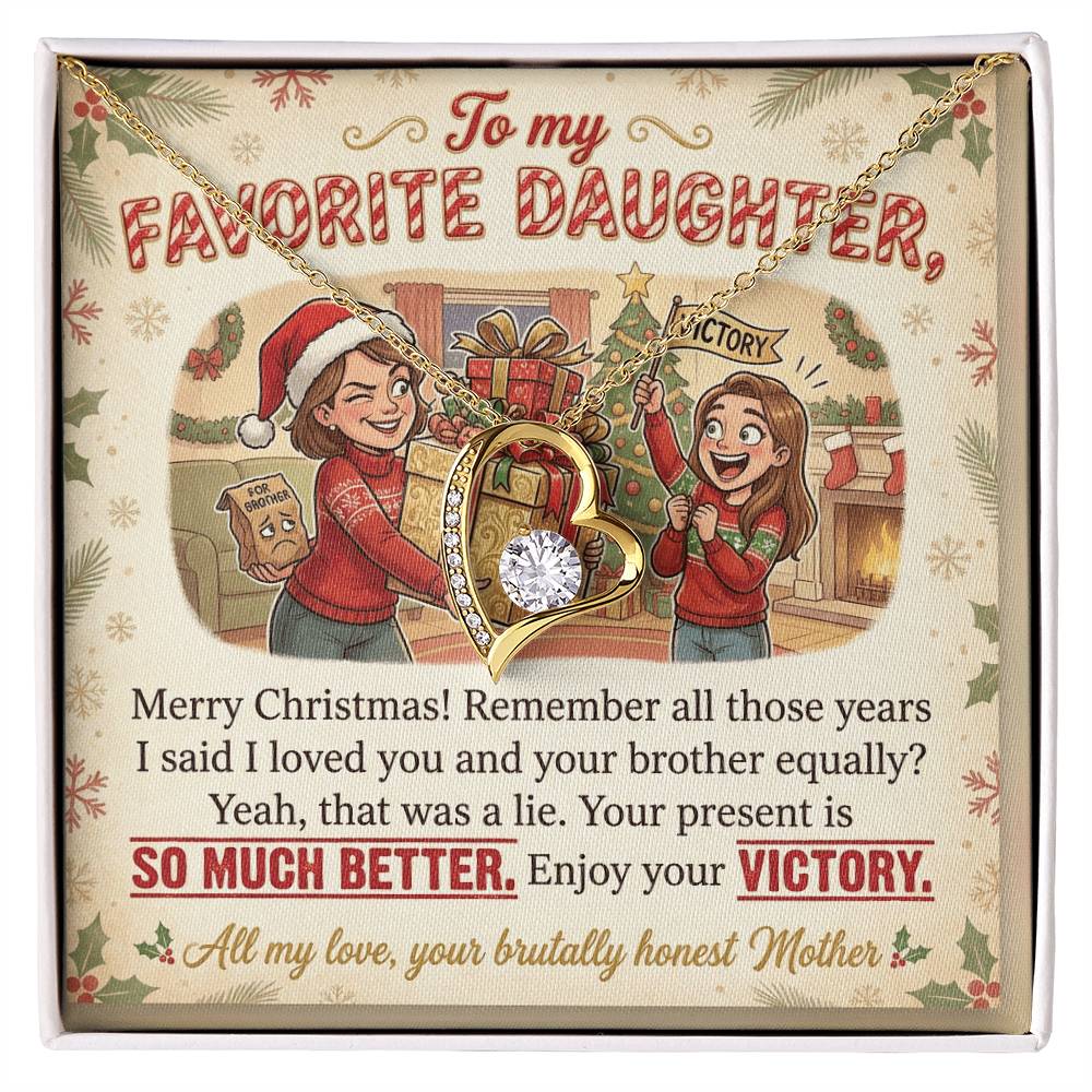 To My Daughter Necklace From Mother, Funny Christmas Gift For Favorite Daughter, Sibling Rivalry Gift - Love Knot Necklace-LKN41004