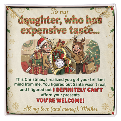 To My Daughter Necklace From Mother, Funny Christmas Gift For Daughter From Mom, Birthday Gift - Forever Love Necklace-FLN74071