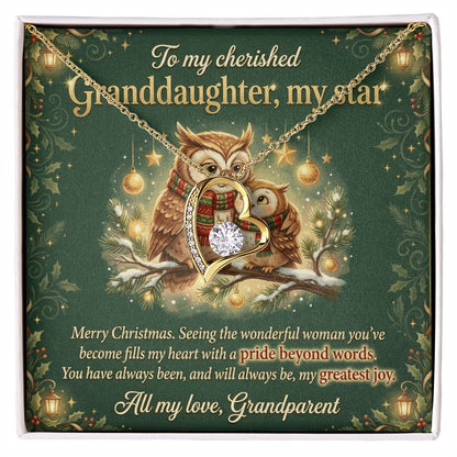 To My Granddaughter Necklace From Grandparent, Merry Christmas Gift, Sentimental Gift for My Star, Greatest Joy - Love Knot Necklace-LKN86139