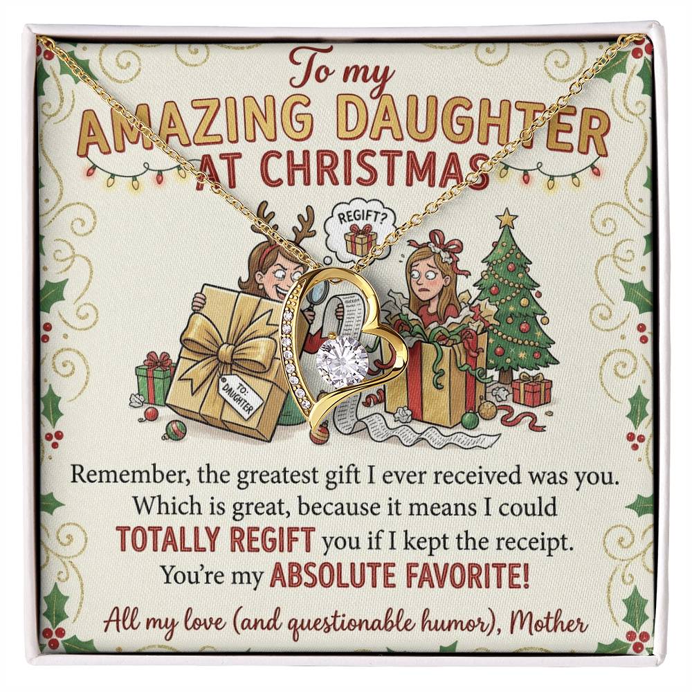 To My Daughter Necklace From Mother - Funny Christmas Gift, Holiday Present For My Absolute Favorite Daughter - Love Knot Necklace-LKN12631