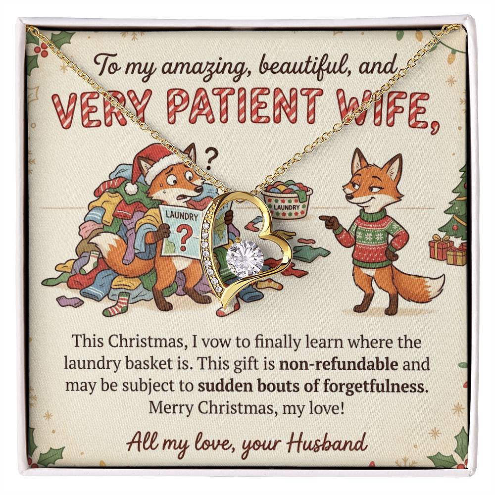 To My Wife Necklace From Husband, Funny Christmas Gift, Humorous Present for Patient Wife, Laundry Joke Gift, Love Knot Necklace-LKN17079