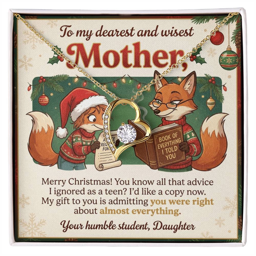 To My Mother Necklace From Daughter, Funny Christmas Gift, Holiday Present for Mom, Gift for Mother, Love Knot Necklace-LKN36053